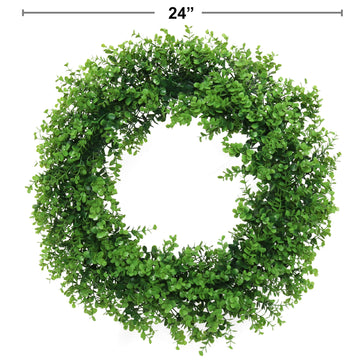 Elegant 24" Artificial Boxwood Wreath - Lush Greenery for Home Decor, Perfect for Front Door and Indoor/Outdoor Use, All-Seasons Decorative Wreath, Floral Home by Artificial Flowers